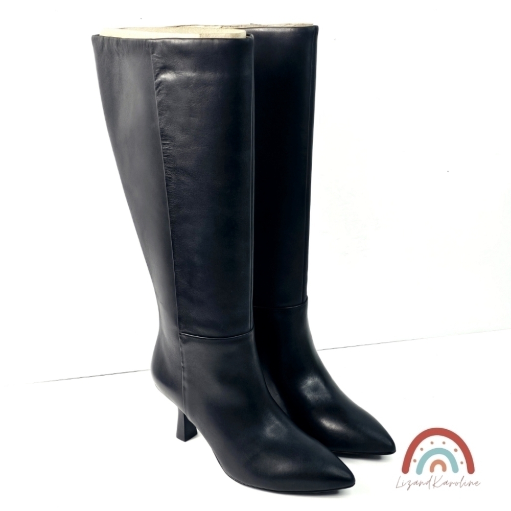 New! Madewell The Justine Knee Boot with Extended Calf in Black Leather - Picture 4 of 16